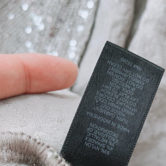 EXPRESS Sequined Strappy Neutral Beige Tank Top M - Picture 4 of 8